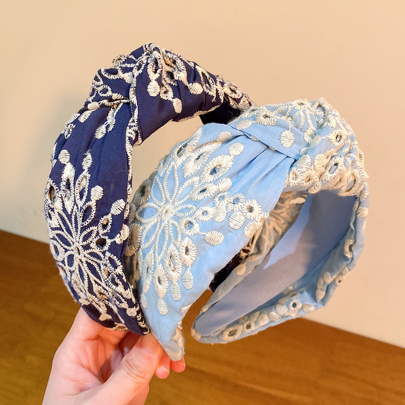 Wholesale Vintage Twist Embroidered  Polyester Headband